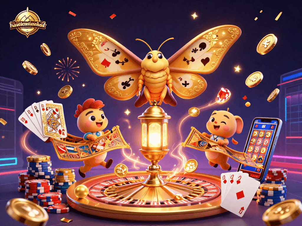 Spin the reels and win big at hawkeyelandscapeservice with a vibrant casino-themed illustration featuring dazzling 3D characters.