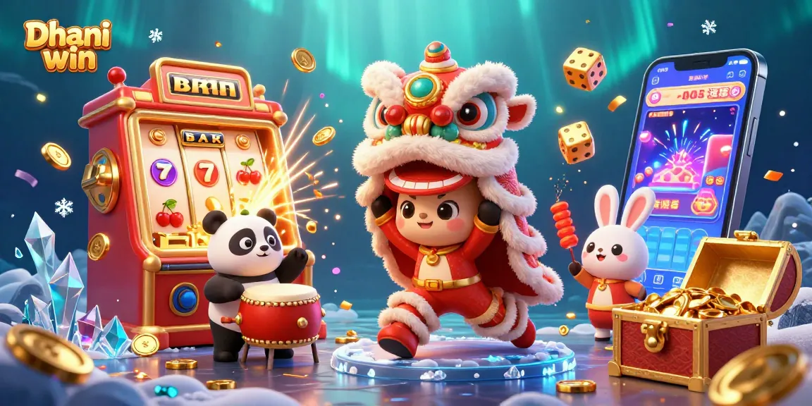 Dhani win unleashes excitement with a lion dance, jackpots, and animated casino elements.