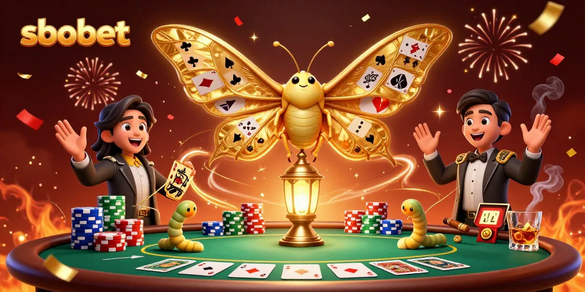 Experience sbobet's thrilling gambling scene with vibrant cards and casino elements illustrated.