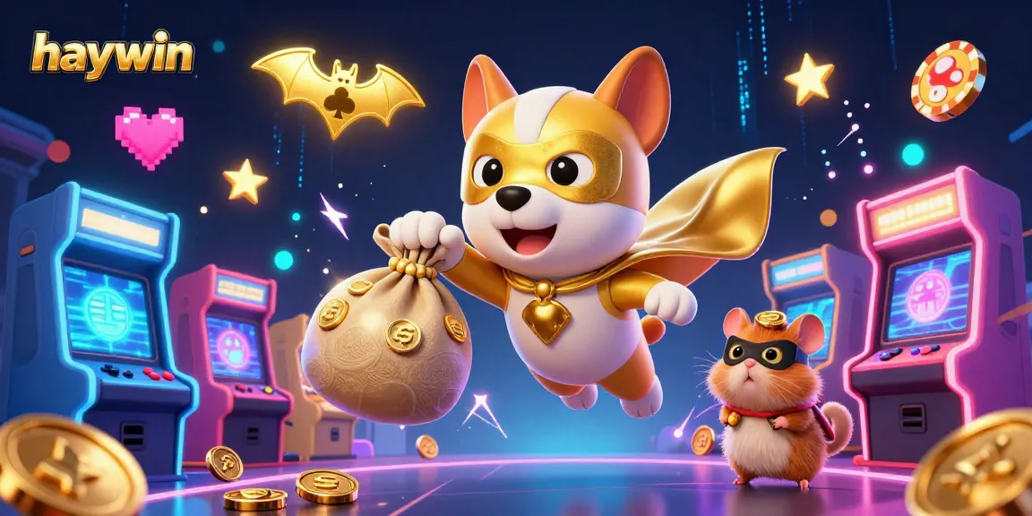 Experience the excitement of haywin casino with vibrant 3D characters surrounded by colorful gaming elements.