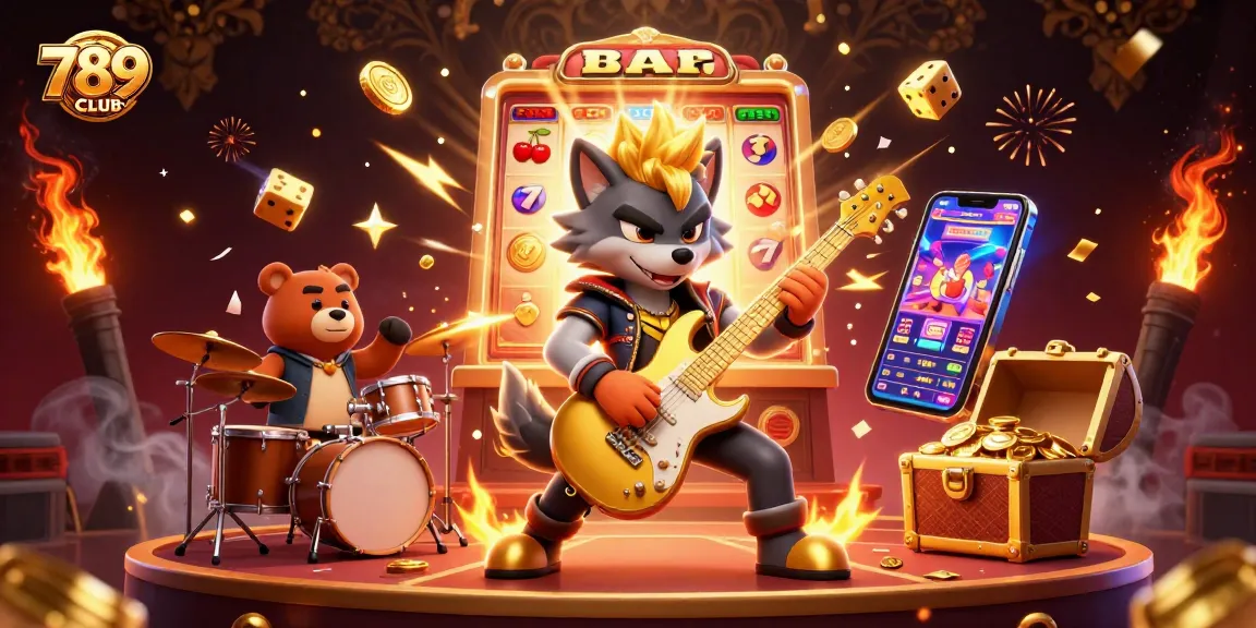 Experience the thrill of 789CLUB with a vibrant casino scene featuring dynamic characters and colorful game elements.